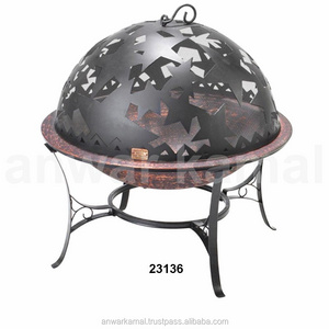 Best Seller wholesale cheap Vintage Outdoor Food Copper Fire Pit with Dome Lid and Black Stand