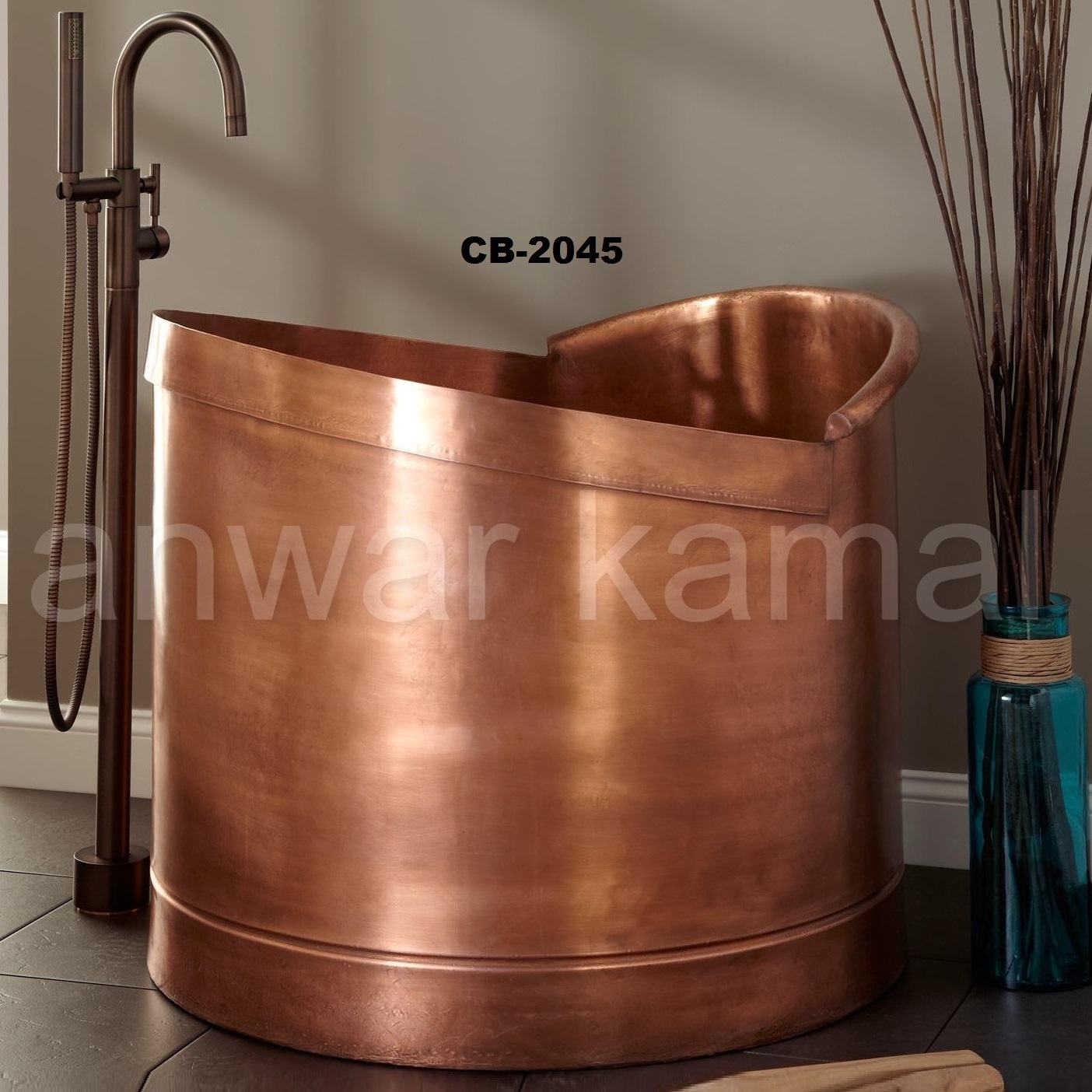 Antique Copper Bathtub Round Turning Soaking Tub