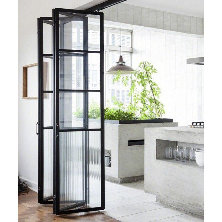 Factory Price Aluminum Glass double folding sliding doors Balcony folding doors can be customized