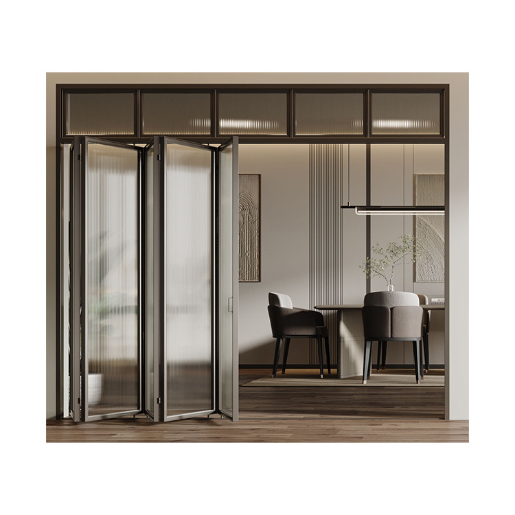 Factory direct double glass sliding folding doors and Windows pvc horizontal folding doors