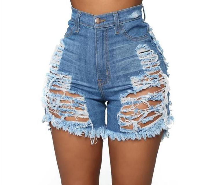 2021 Wholesale New Girls Pockets Fashion Style Summer High waist unedged zipper Skinny Women clothing denim shorts Jeans