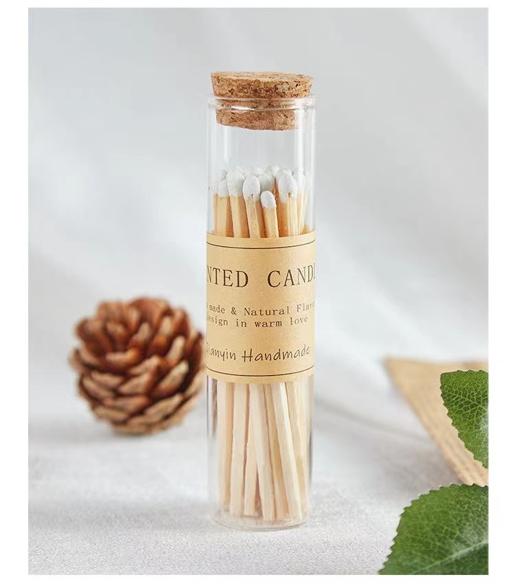 New Custom Colorful Match Sticks In Glass Jar Bottle Matches Wooden Matchsticks In Bottle Candle Aromatherapy