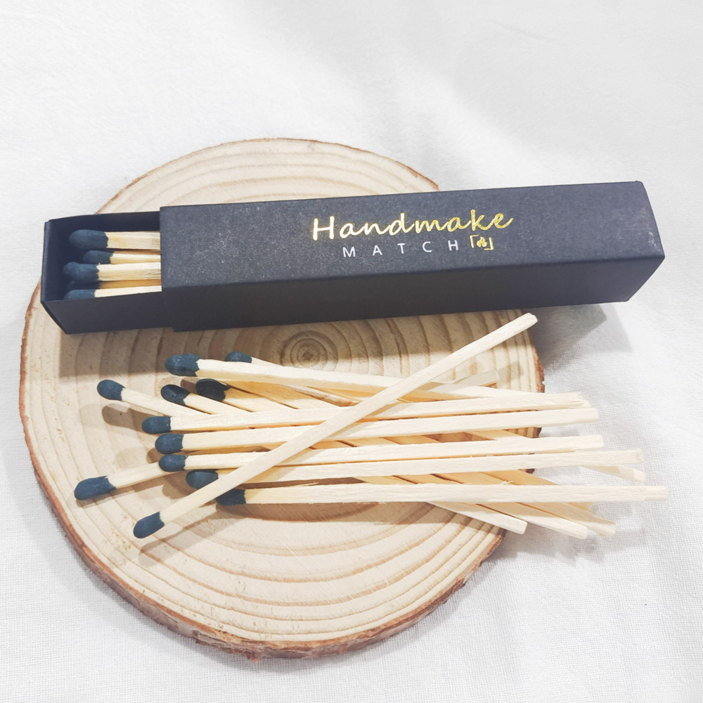 Custom Logo Long Wooden Matches in Paper Box Black Safety Allumettes Candle Matchsticks  Decorative