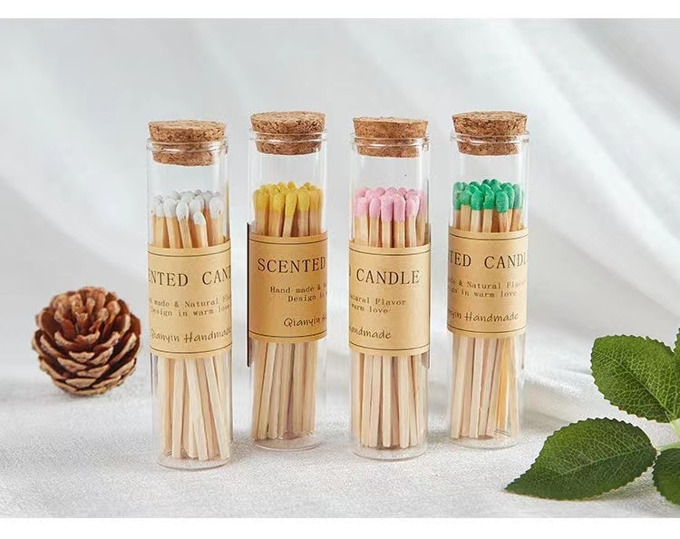 New Custom Colorful Match Sticks In Glass Jar Bottle Matches Wooden Matchsticks In Bottle Candle Aromatherapy