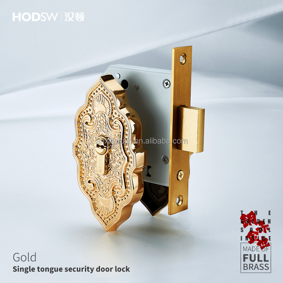 HODSW all copper wooden door bedroom single-ring door lock invisible door lock without handle