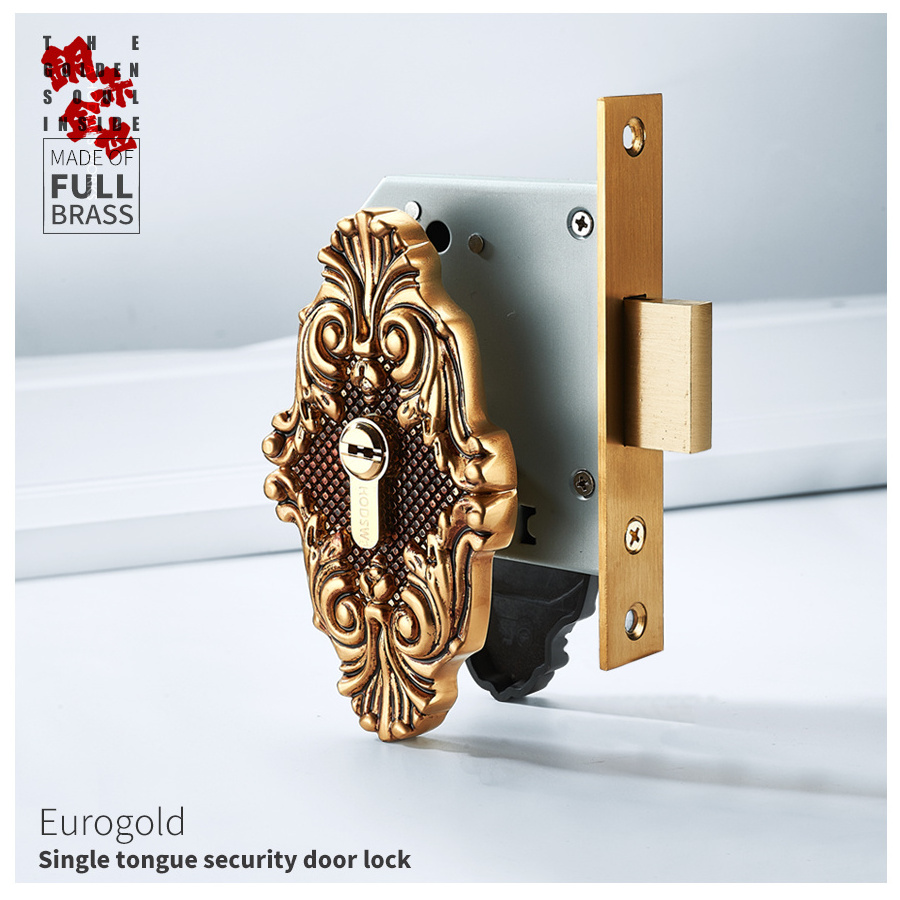 HODSW all copper wooden door bedroom single-ring door lock invisible door lock without handle