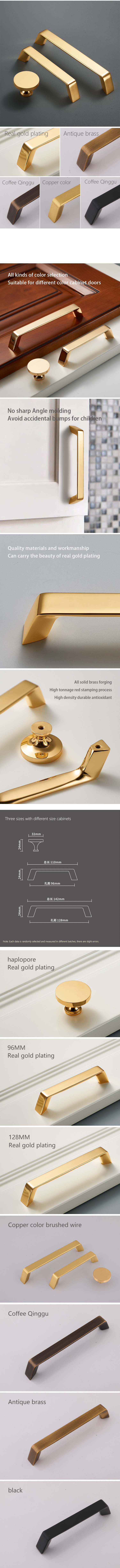 Hanton Brass Handle New Chinese Style Cabinet Door Drawer Handle Modern Simple Wardrobe American Style Cabinet Door Brass Handle