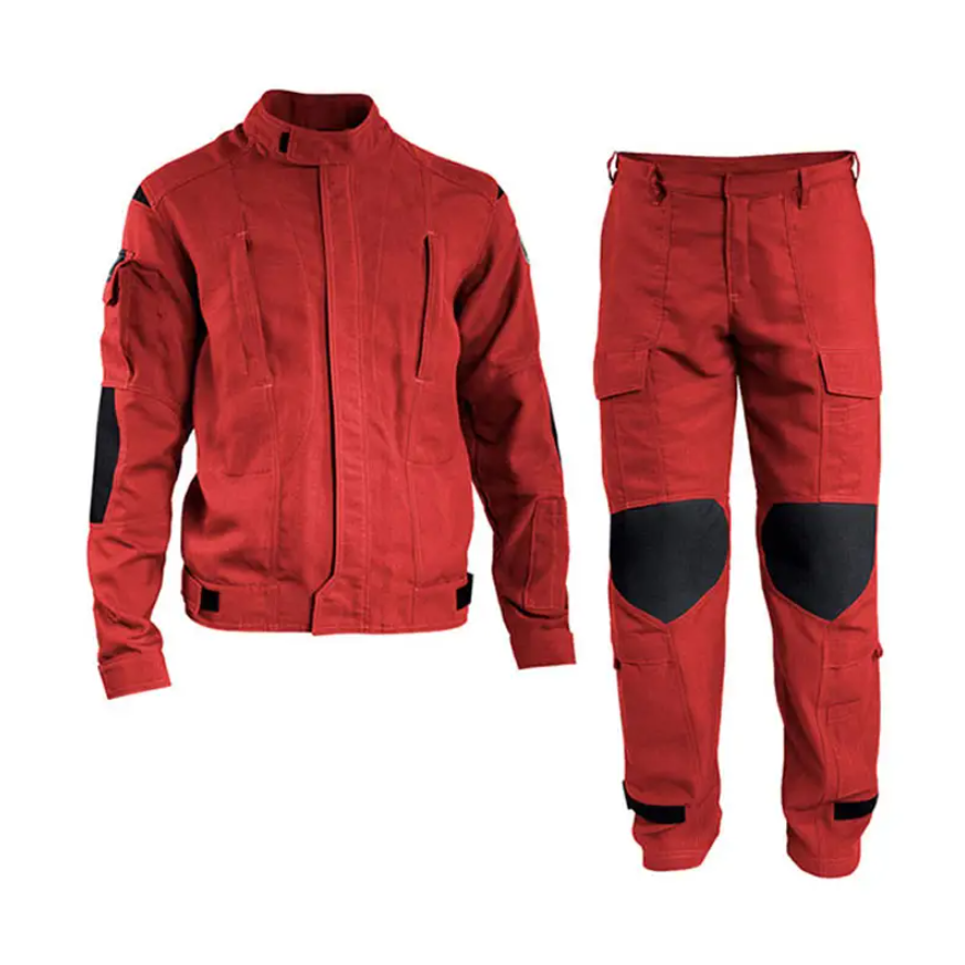 Fire Fighting Suit for Fireman Pants Coat Red Set PVC Layer Anti-High Temperature Fire Emergency Professional Rescue Suit