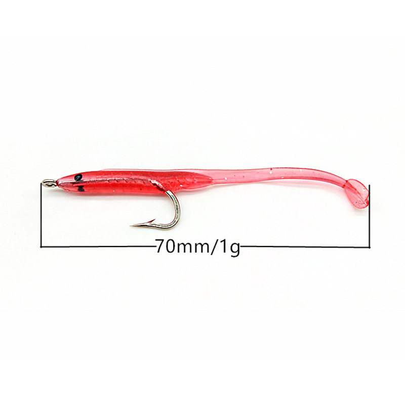 Soft rubber bait plastic lure eel hook 70mm 1g Artificial Tackle Soft Lead Fish Soft Bait Iscas Pesca