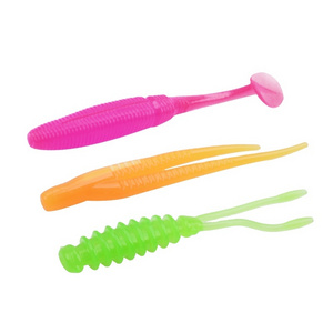 ANYFISH  SHAD TAIL DUO TAILED WORM BAIT 2.0'' Fishing Soft Lures Artificial PVC Plastic 0.5g Tail Wobblers Double Color