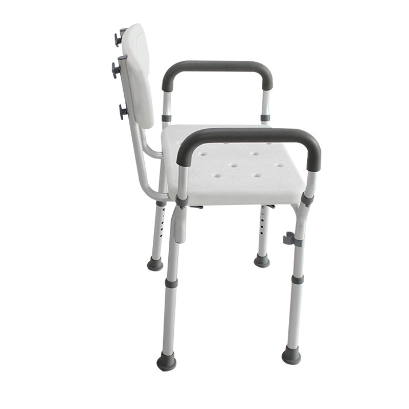 Aluminum Alloy Shower Chair for Elderly Wholesale Height Adjustable Shower Chair with Backrest Detachable