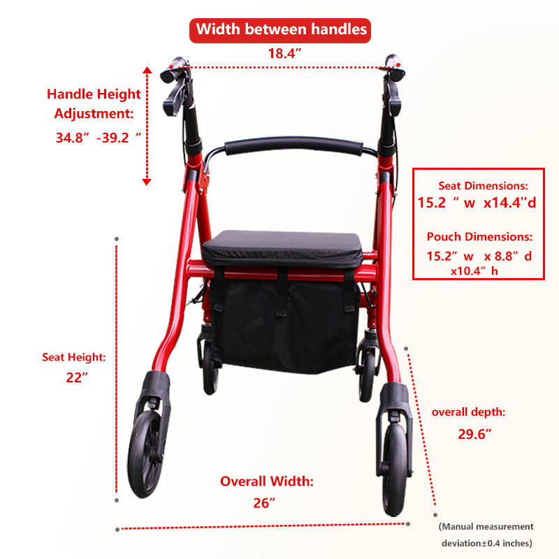 Mobility walking aid folding rollator for elderly people