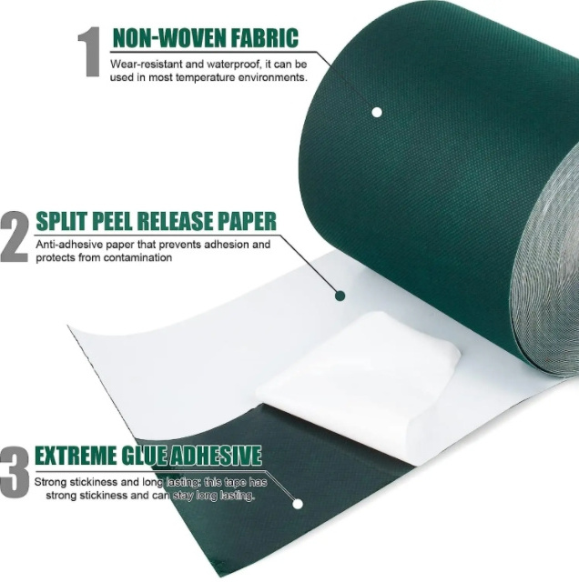 Single Sided Self-adhesive dark green color Artificial Turf Grass Joining Tape For Connecting False Grass Carpet