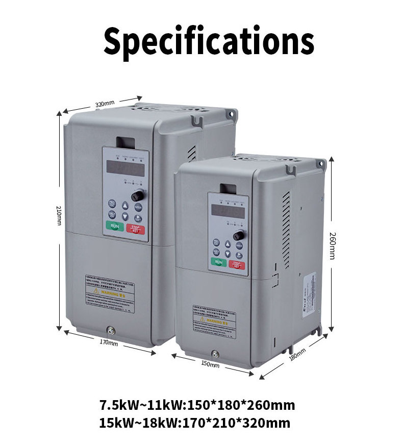 High frequency 5.5KW /7.5kw VFD 220v 380v Spindle Inverters VFD AC drive frequency converter Factory Direct Sales