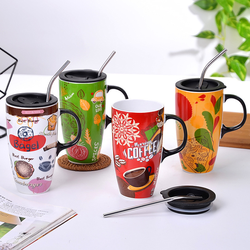 Wholesale ODM Tall Ceramic Travel Mug 18 oz Large Ceramic Coffee Mug with Spill Proof Lid custom Big Latte Tea Cup for Christmas