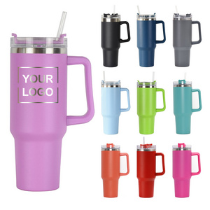 Wholesale custom reusable stainless steel travel Coffee mugs 40oz with straw lid adventure quencher 40 oz tumblers with handle