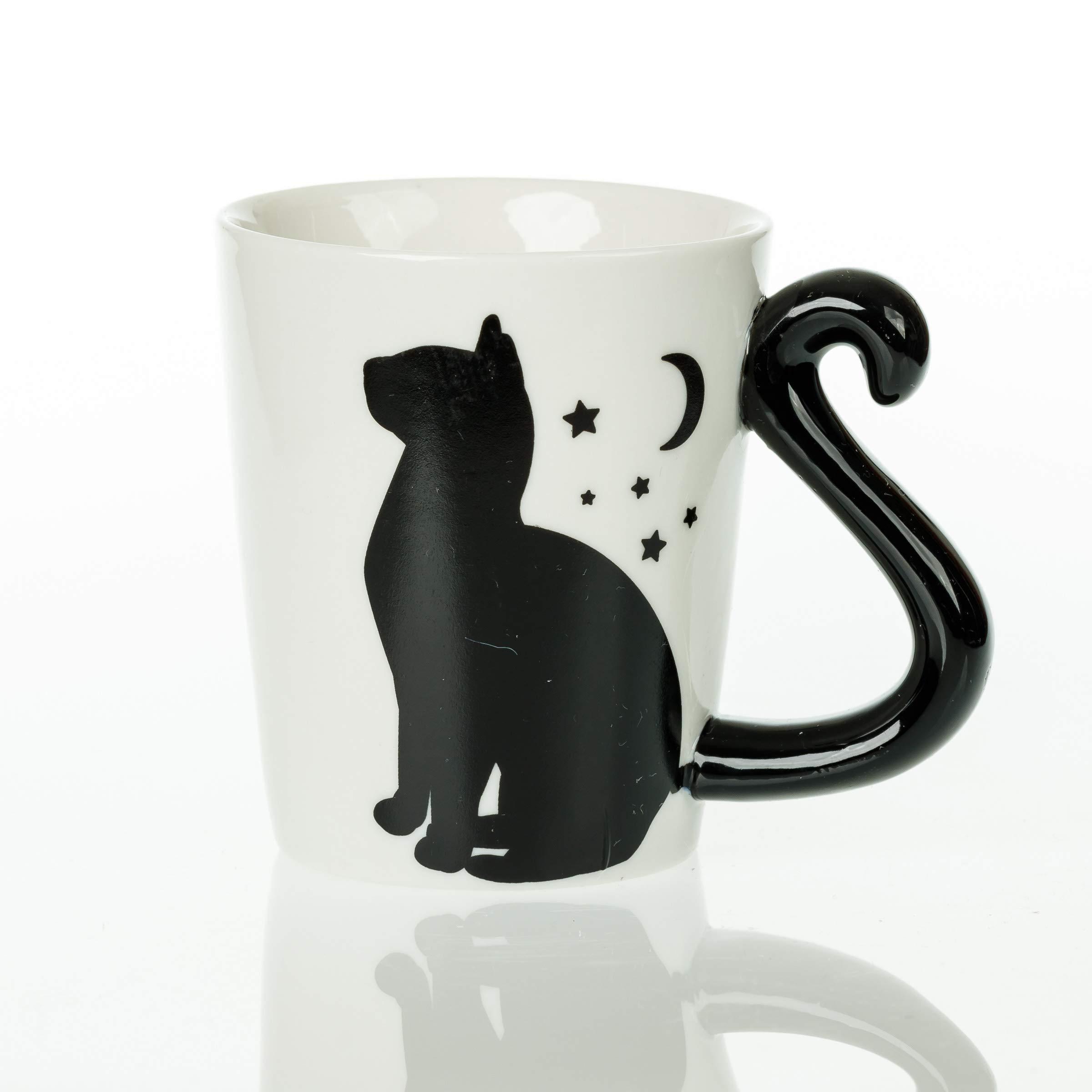 Wholesale 3D Ceramic Black Cat Coffee Mug with cat tail handle 12 oz Color-Changing coffee cups  Unique Gift Cat themed mugs