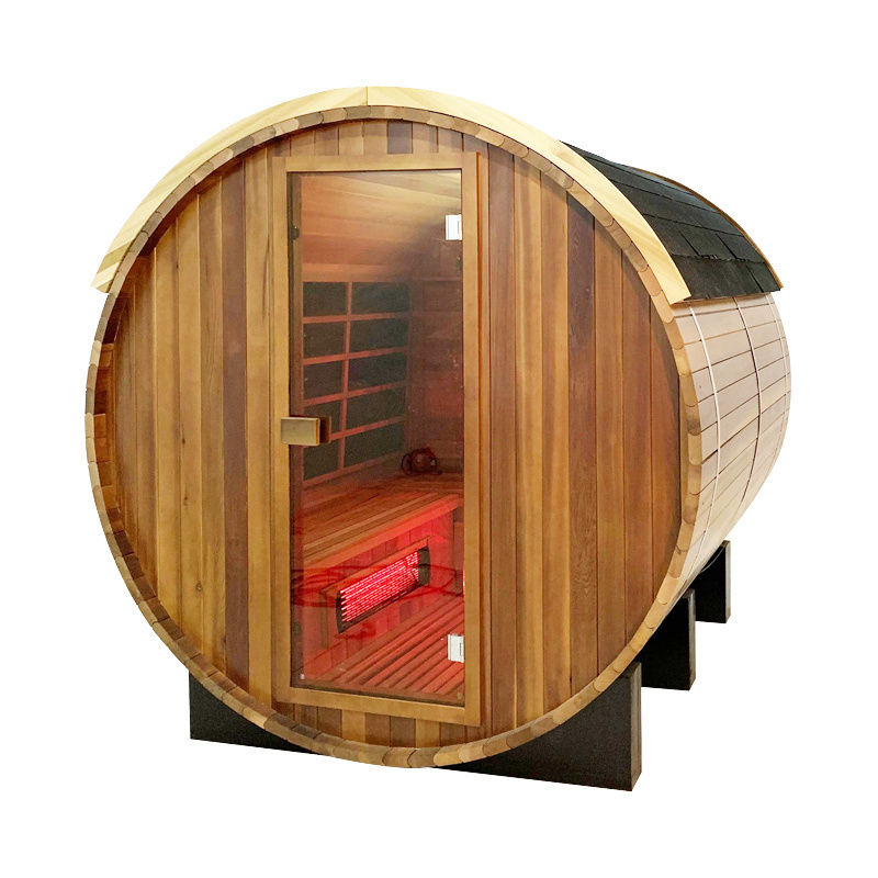 4-6 person portable infrared sauna half body hemlock outdoor barrel  sauna for home