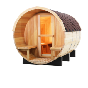 Custom Size Garden Traditional Canadian Hemlock Steam Barrel Sauna Room with Porch