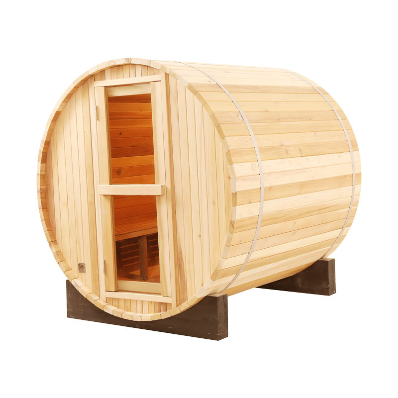 Modern Custom Design 6kw Harvia Stove Red Cedar Wooden Sauna Barrel with Wood Burning Stove