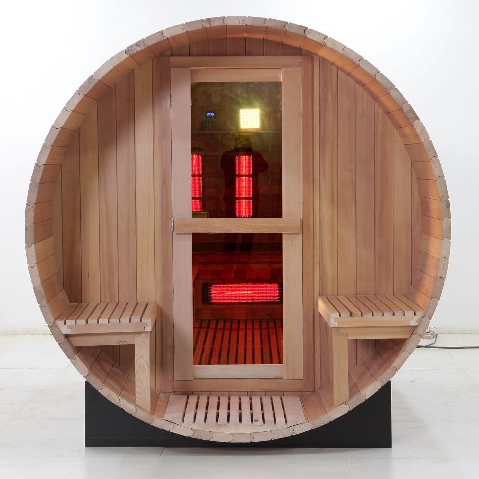 4-6 person portable infrared sauna half body hemlock outdoor barrel  sauna for home