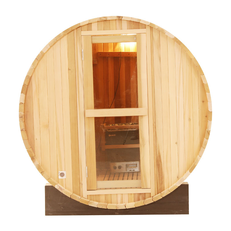 Modern Custom Design 6kw Harvia Stove Red Cedar Wooden Sauna Barrel with Wood Burning Stove