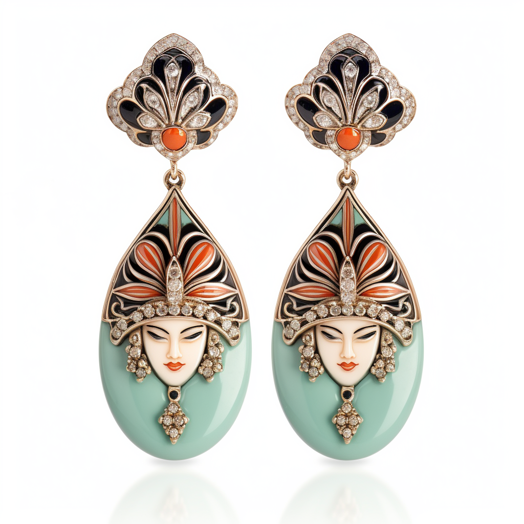 ohrringe Earrings Promotional Western Indian Traditional Easter Woman'S Diamond Jade Oversized Enamel Statement Country Earrings