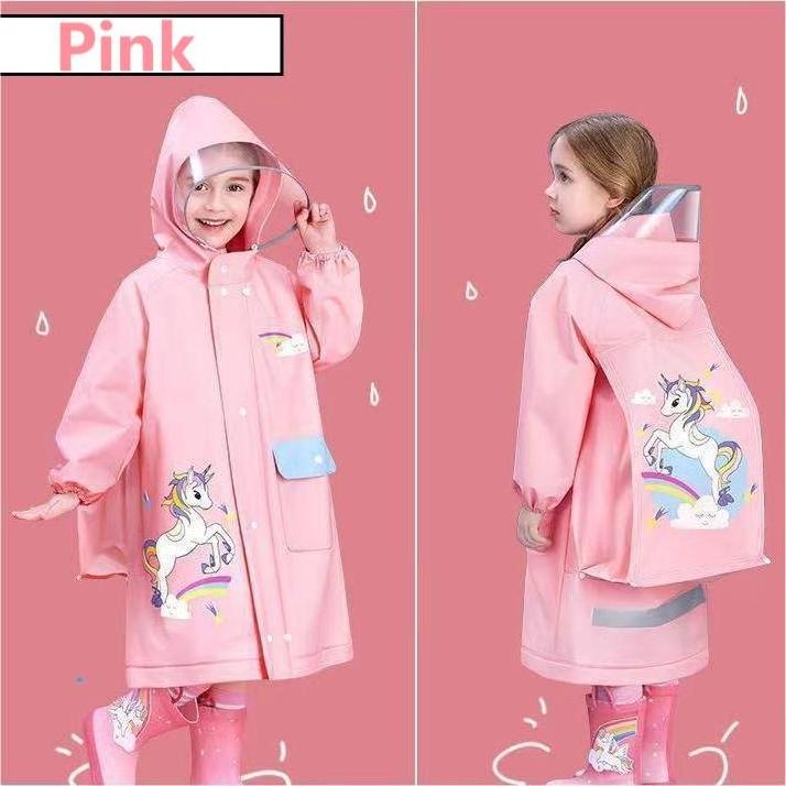 Wholesale Low Price High Quality Cute Cartoon Kids Character Raincoat with Backpack