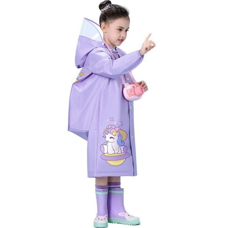 Wholesale Low Price High Quality Cute Cartoon Kids Character Raincoat with Backpack