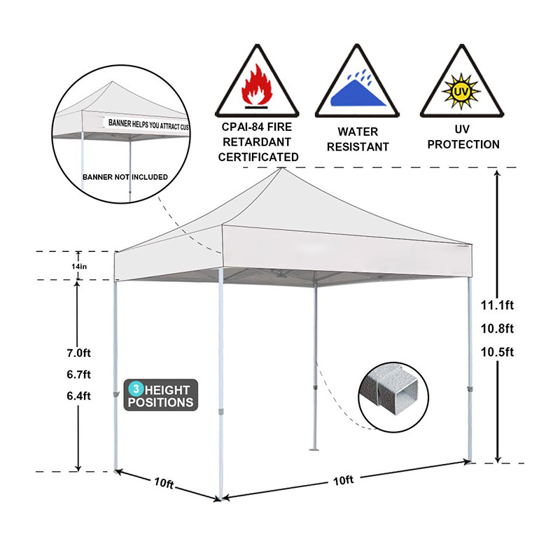 Outdoor Portable Lightweight Folding Instant Pop Up Gazebo Canopy Shade Tent 3x3 3x4.5 3x6 Trade Show Tent