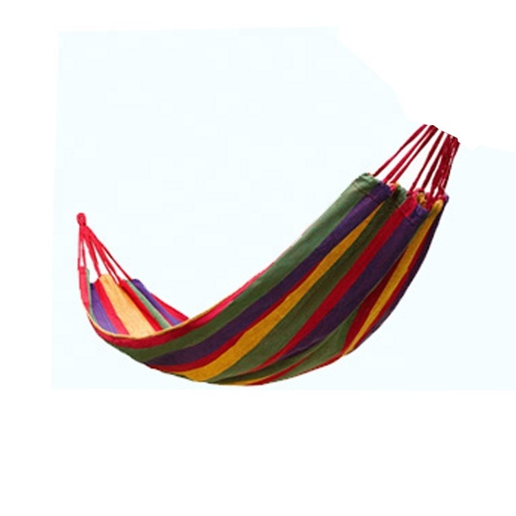 Portable Outdoor Hammock Rainbow Garden Sports Home Travel Camping Swing Canvas Durable Stripe Bed Family Hammock