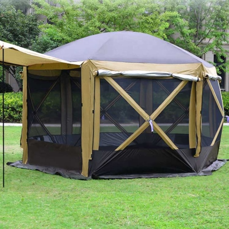 Outdoor Waterproof Four Season Family Camping And Winter Glamping Cotton Canvas Yurt Bell Tent With Mosquito Screen Door