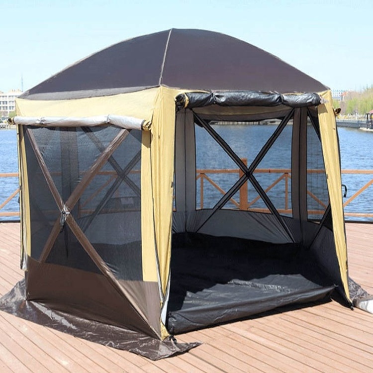 Outdoor Waterproof Four Season Family Camping And Winter Glamping Cotton Canvas Yurt Bell Tent With Mosquito Screen Door