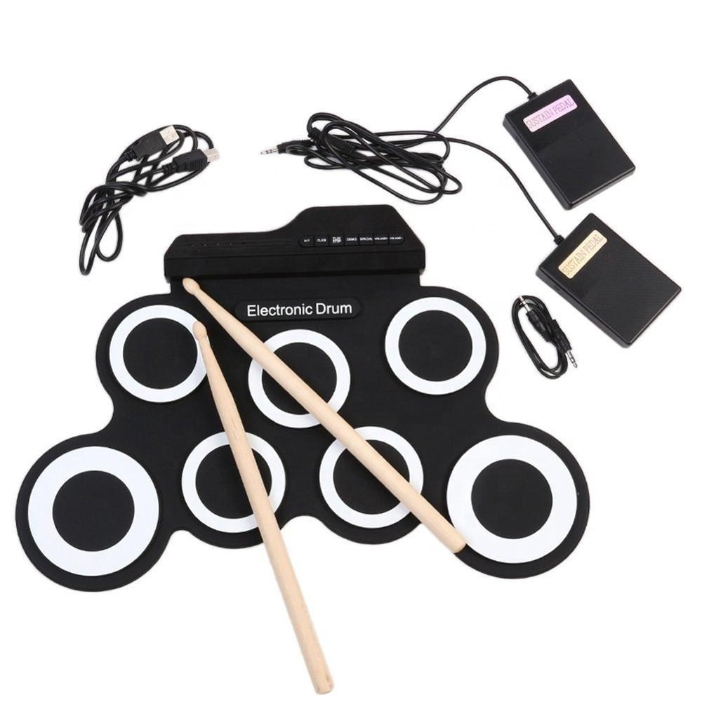 High quality foldable electronic drum set portable roll up digital drum kit silicone drum set with