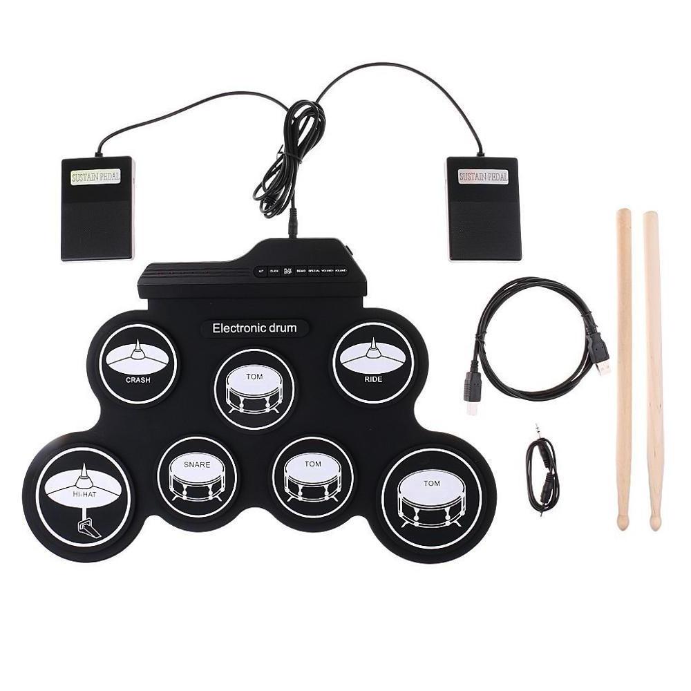 High quality foldable electronic drum set portable roll up digital drum kit silicone drum set with