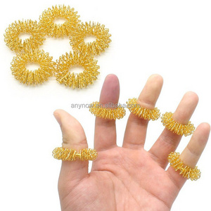 Chinese golden and relieve fatigue acupuncture finger massage rings for hand relax