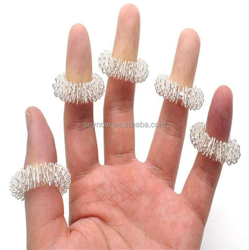 Chinese golden and relieve fatigue acupuncture finger massage rings for hand relax