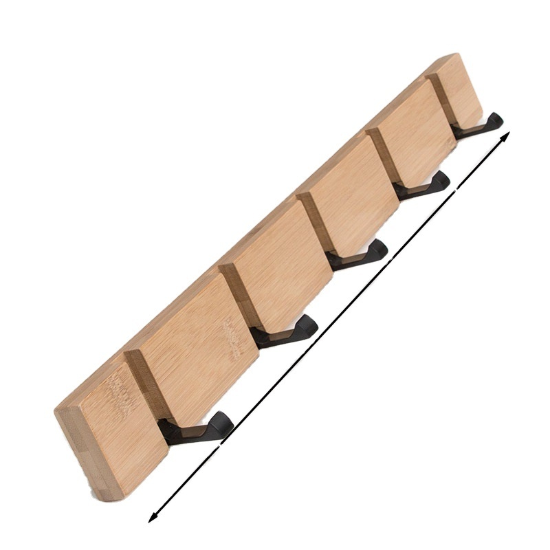 Bamboo Modern Wall Storage Hooks Wall Clothes Hanger for Living Room