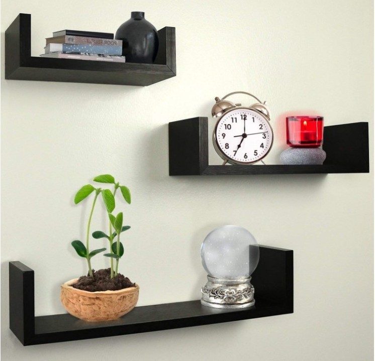 Wood Wall Mounted  Floating Shelf Shelves Wall shelves Set of 3 for Bedroom Living Room