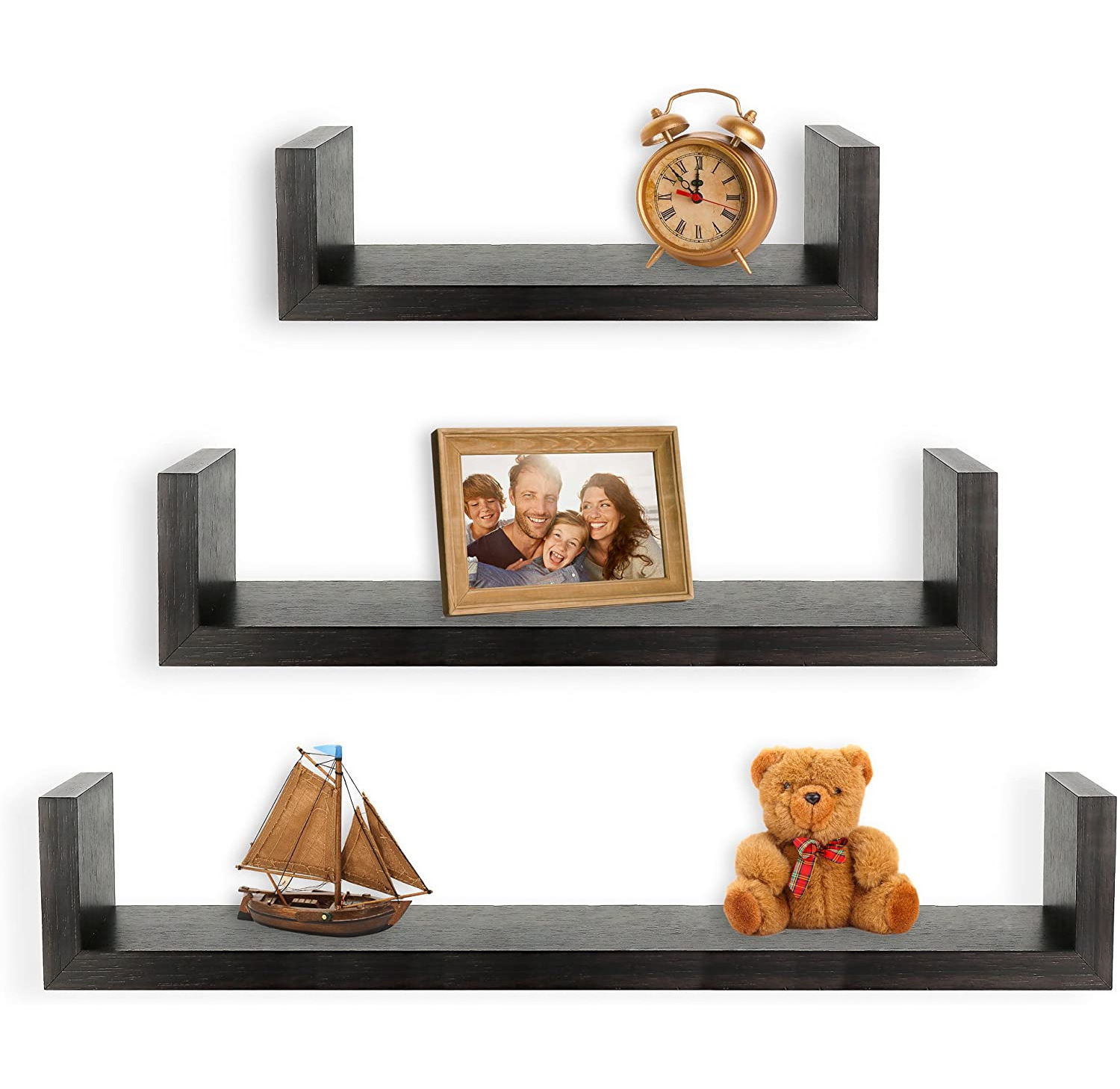 Wood Wall Mounted  Floating Shelf Shelves Wall shelves Set of 3 for Bedroom Living Room