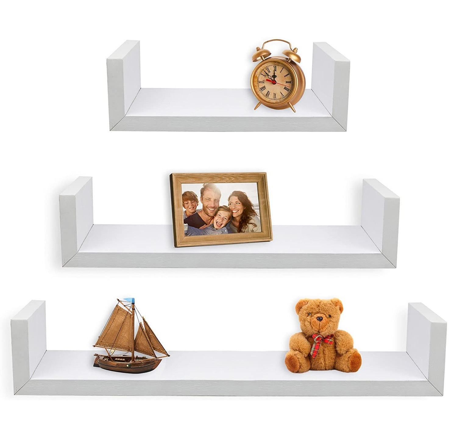 Wood Wall Mounted  Floating Shelf Shelves Wall shelves Set of 3 for Bedroom Living Room