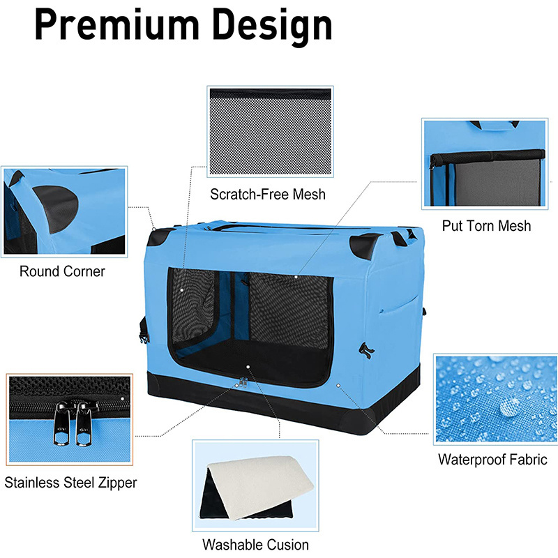 Custom logo Household Travel Folding Extra Large Portable Soft Pet Dog Crate Carrier Kennel Transport Box