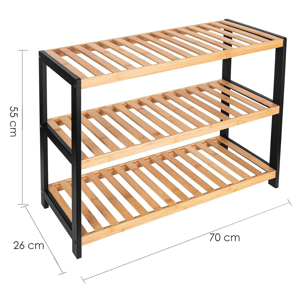 Many colours sizes 3 tier bamboo shoe rack factory wholesale price affordable household shoe rack storage shelf