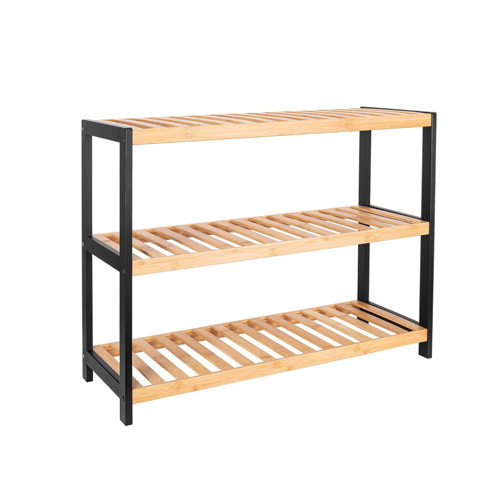 Many colours sizes 3 tier bamboo shoe rack factory wholesale price affordable household shoe rack storage shelf