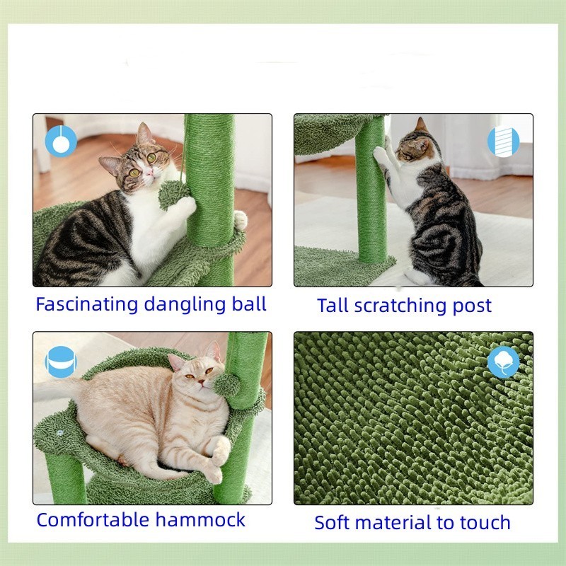 Wholesale Custom Cat Tree Tower with Large Soft Hammock and Fully Wrapped Sisal Scratching Post