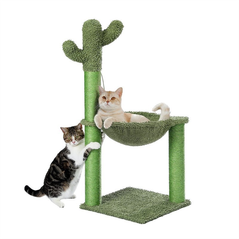 Wholesale Custom Cat Tree Tower with Large Soft Hammock and Fully Wrapped Sisal Scratching Post