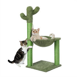 Wholesale Custom Cat Tree Tower with Large Soft Hammock and Fully Wrapped Sisal Scratching Post