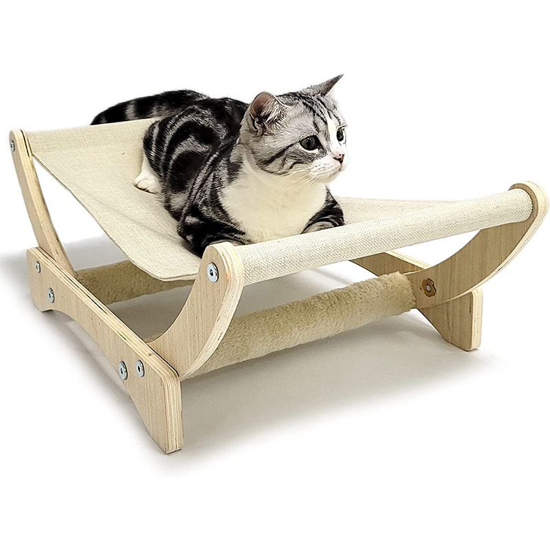 24in Luxury Cat Hammock Couch Beds Elevated Sleeping Bed with Anti-tip Sturdy Stand for Cats