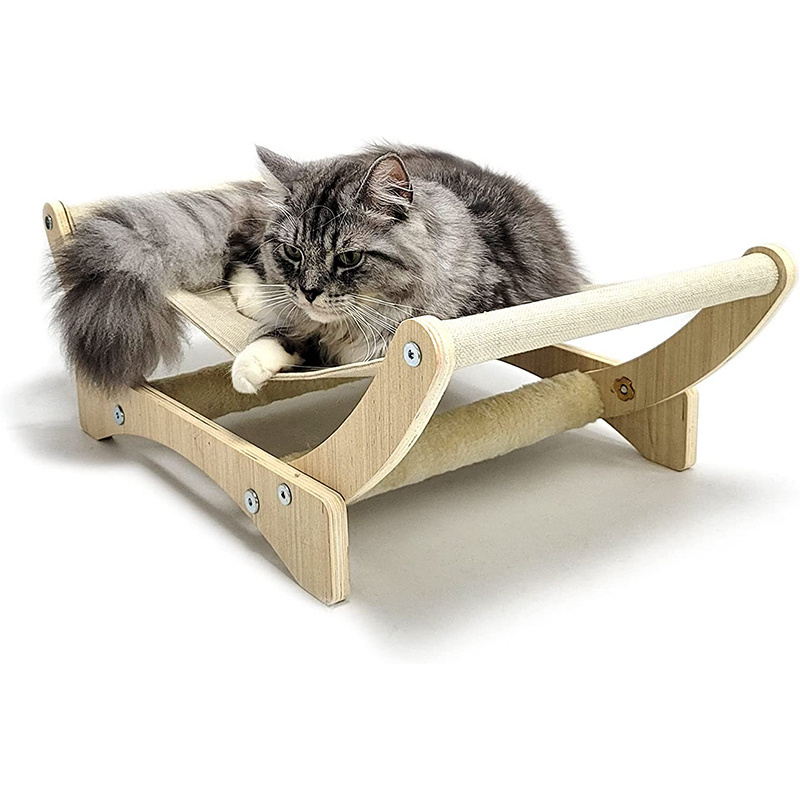 24in Luxury Cat Hammock Couch Beds Elevated Sleeping Bed with Anti-tip Sturdy Stand for Cats