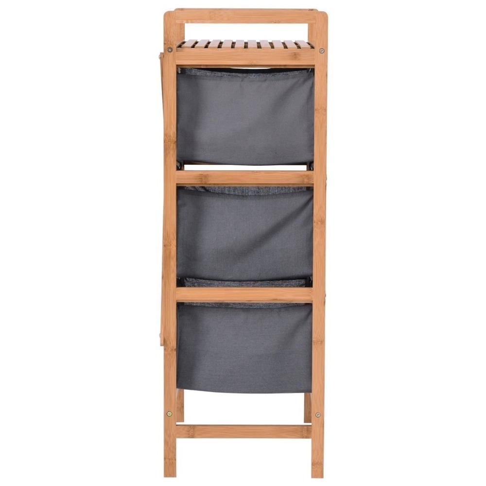 3 Layer Drawers Laundry Basket Bamboo Fabric Storage shelf